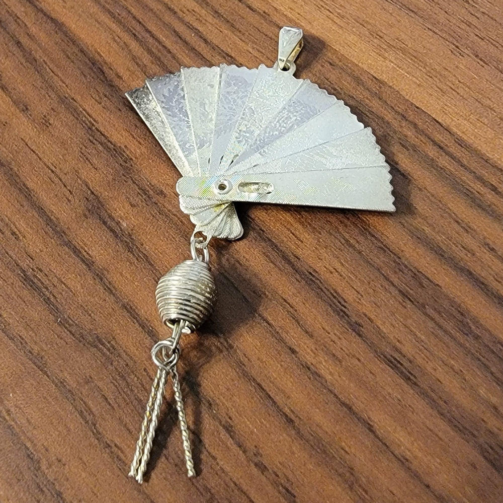 Vintage 1970's Hand Fan Pendant